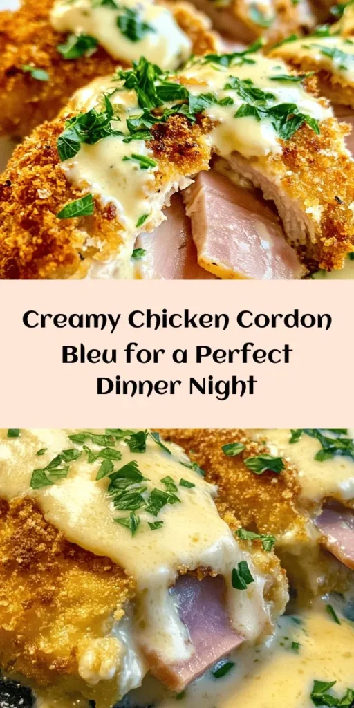 Indulge in this mouthwatering Chicken Cordon Bleu with a creamy Swiss cheese sauce that will elevate your dinner! This simple recipe features tender chicken breasts filled with savory ham and melted Swiss cheese, all perfectly breaded and fried for that delightful crunch. Drizzle it with a rich cheese sauce and you're ready to impress! Perfect for weeknights or special occasions, this dish is sure to become a family favorite. Enjoy the flavors!