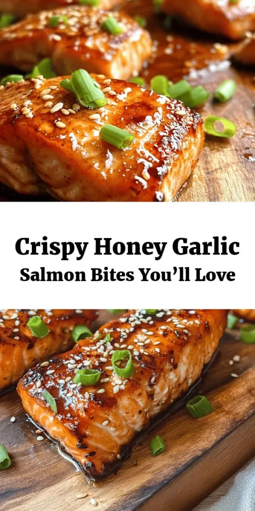 Indulge in these crunchy and flavorful Crispy Honey Garlic Salmon Bites! Perfect for a quick dinner or a fun appetizer, these bite-sized treats are coated in a crispy mixture of panko and spices before being tossed in a sweet and savory honey garlic sauce. With just a few simple ingredients and easy steps, you'll have a delicious dish ready in no time. Garnish with green onions and sesame seeds for extra flair! Give it a try today!