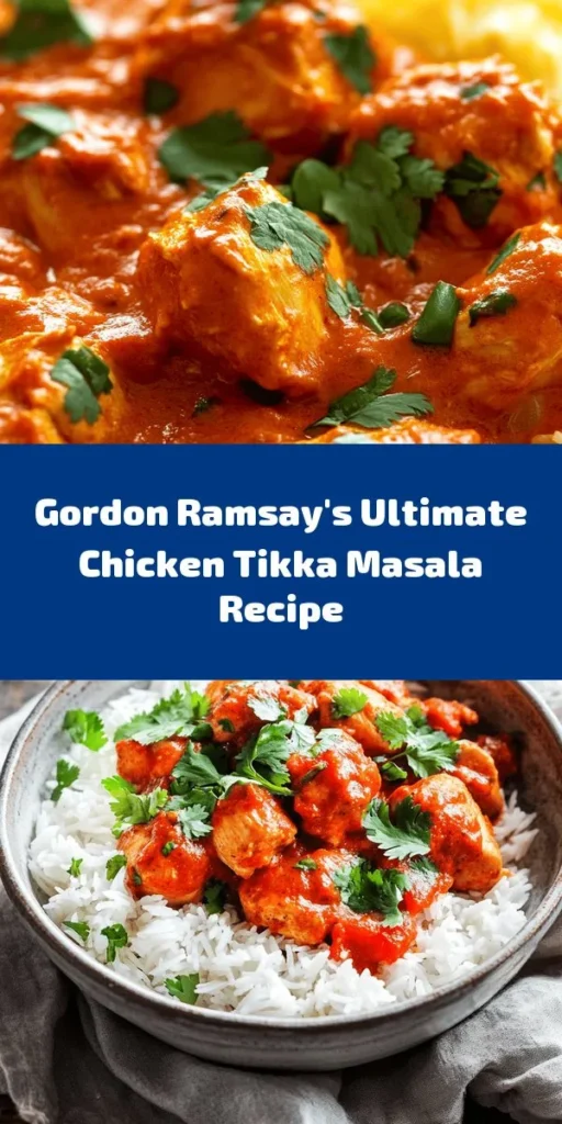 Spice up your dinner with Gordon Ramsay's Chicken Tikka Masala! This rich and creamy classic combines marinated boneless chicken thighs with a blend of aromatic spices for an explosion of flavor. After grilling, the chicken is simmered in a luscious tomato cream sauce and garnished with fresh cilantro. Serve it hot with steamed basmati rice or warm naan for a delightful meal. Perfect for impressing your family and friends! 🍗✨