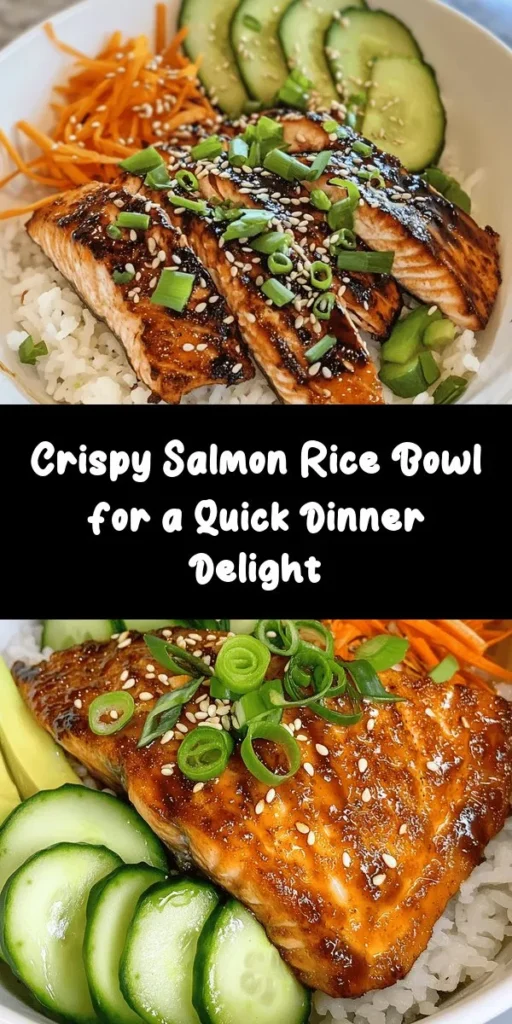 Indulge in this mouthwatering Crispy Salmon and Rice Bowl that will elevate your dinner game! With perfectly seared salmon fillets sitting atop fluffy sushi or jasmine rice, this bowl is packed with flavor and freshness. Topped with creamy avocado, crunchy cucumber, and colorful carrots, it’s as vibrant as it is delicious. Drizzle with a zesty soy sauce mix and sprinkle sesame seeds for that extra crunch. Quick, nutritious, and totally satisfying! Enjoy a restaurant-quality meal at home.