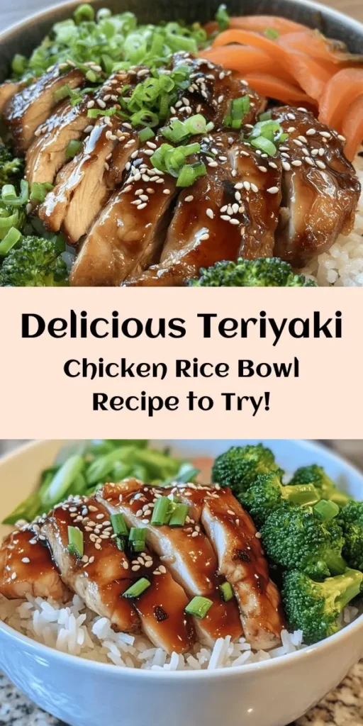 Savor the flavors of this delicious Teriyaki Chicken Rice Bowl! Packed with tender chicken thighs, fluffy jasmine rice, and vibrant steamed broccoli, this dish is a perfect blend of sweet and savory. The homemade teriyaki sauce is easy to whip up and can be thickened for that perfect glaze. Top it with green onions and sesame seeds for an extra crunch. Perfect for a quick dinner, this bowl will become a family favorite! Enjoy!