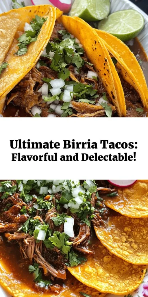 Savor the rich flavors of my favorite Birria Tacos! This delicious recipe features tender chuck roast and short ribs simmered in a flavorful chili sauce, creating a perfect filling for soft corn tortillas. Top with fresh cilantro and diced onion, and serve with lime and radishes for a festive touch. Best of all, you get a savory dipping broth. Perfect for gatherings or a cozy night in, these tacos are sure to impress! Enjoy this mouthwatering dish with family and friends.