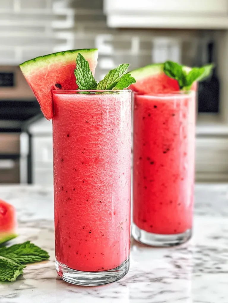On a scorching summer day or during a hectic morning, nothing beats the refreshing taste of a smoothie. Among the myriad of smoothie options available, the Refreshing Watermelon Smoothie with Coconut Water stands out as a top choice. This delightful drink not only quenches your thirst but also revitalizes your senses with its vibrant flavors. The combination of hydrating watermelon, nutrient-rich coconut water, creamy frozen banana, and aromatic mint creates a symphony of taste that is both satisfying and energizing.