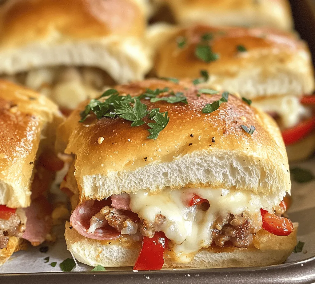 Hot Italian Sub Sliders are the perfect dish to elevate any gathering or party. These bite-sized sandwiches pack a punch of flavor, making them an irresistible choice for casual get-togethers, game days, or family celebrations. What sets these sliders apart is their delightful combination of savory meats, robust cheeses, and zesty toppings, all nestled between soft slider rolls. Not only do they tantalize the taste buds, but they also offer a convenient and versatile option for feeding a crowd. Whether you're hosting a large party or simply looking for a fun weeknight meal, Hot Italian Sub Sliders are sure to impress.