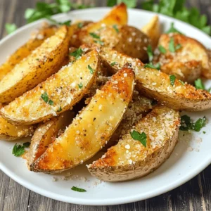 Baked Garlic Parmesan Potato Wedges are a delightful side dish that combines a crispy exterior with a soft, fluffy interior, all while being infused with rich flavors. These potato wedges are not just a simple accompaniment to your main dishes; they offer a satisfying snack option that can elevate any meal. With their perfect seasoning and golden-brown finish, they quickly become a household favorite. In this article, we’ll dive into the origins of this beloved dish, explore the health benefits of its ingredients, and guide you through the step-by-step process to create your own delicious baked garlic Parmesan potato wedges.