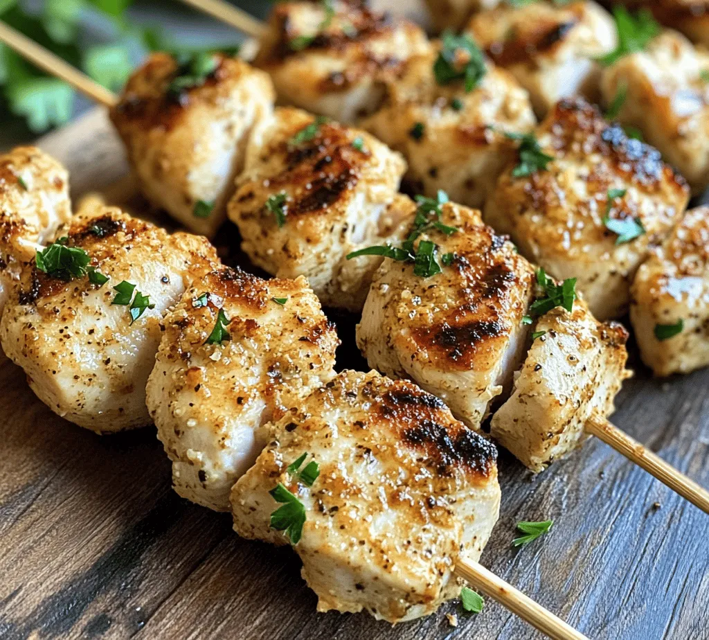Skewers have long held a beloved place in culinary traditions across the globe, from the vibrant streets of Mediterranean cities to backyard barbecues in North America. Their popularity can be attributed to their versatility, ease of preparation, and the ability to bring together an array of flavors and textures in one delicious bite. Among the many variations of skewers, Garlic Parmesan Chicken Skewers stand out as a delightful combination of juicy chicken, aromatic garlic, and rich Parmesan cheese. This dish not only tantalizes the taste buds but also serves as a fantastic option for various occasions, whether you’re hosting a casual get-together, preparing an elegant appetizer, or simply looking for a quick weeknight meal.