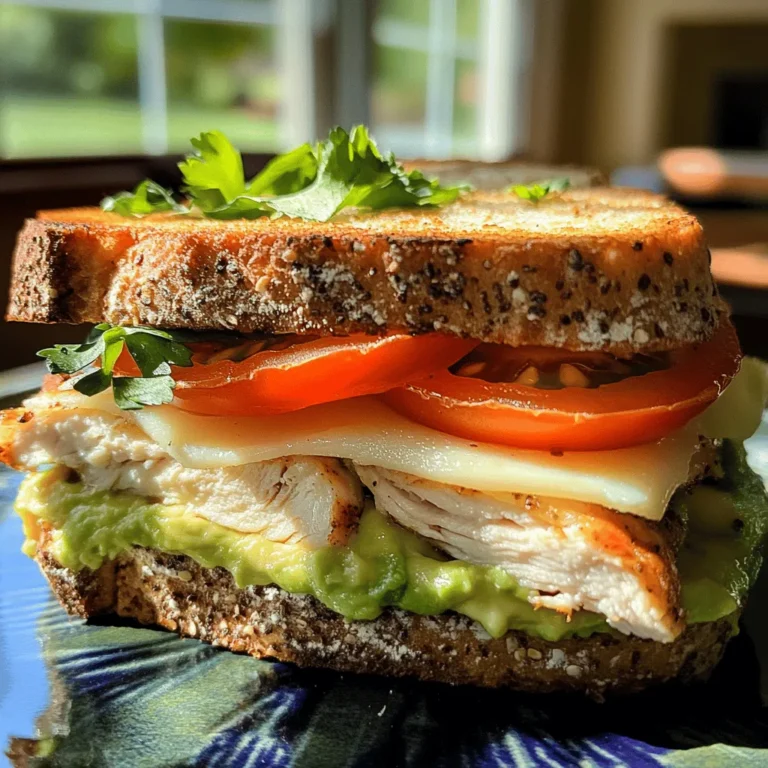 The Chicken Avocado Melt Sandwich is a deliciously simple and nutritious option that elevates your lunch or quick dinner game. This sandwich brings together a delightful balance of flavors and textures, featuring juicy chicken, creamy avocado, fresh tomatoes, and melty mozzarella cheese, all nestled between slices of hearty whole grain bread. Not only is it a culinary treat, but it is also a health-conscious choice, packed with nutrients that keep you feeling satisfied.
