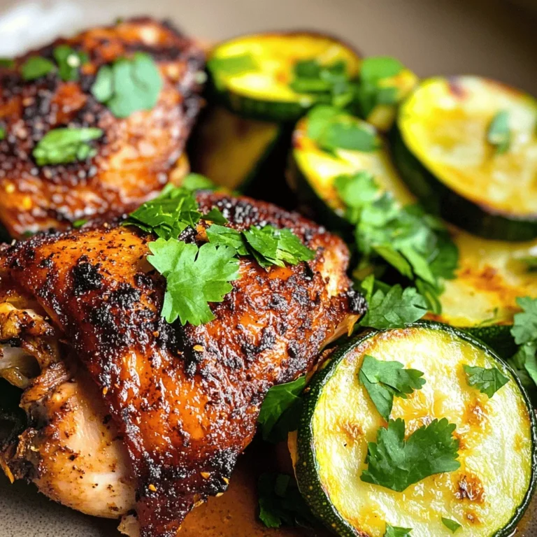 Explore the delicious fusion of flavors in this Asado Chicken Delight paired with Sautéed Lemon Zucchini. This recipe combines the savory spices of marinated chicken thighs with the fresh zestiness of lemon zucchini, making it an ideal dish for family dinners or casual gatherings. With a preparation time of just 15 minutes and a total cooking time of about 1 hour and 15 minutes, you'll create a delightful meal that satisfies both the palate and the senses.