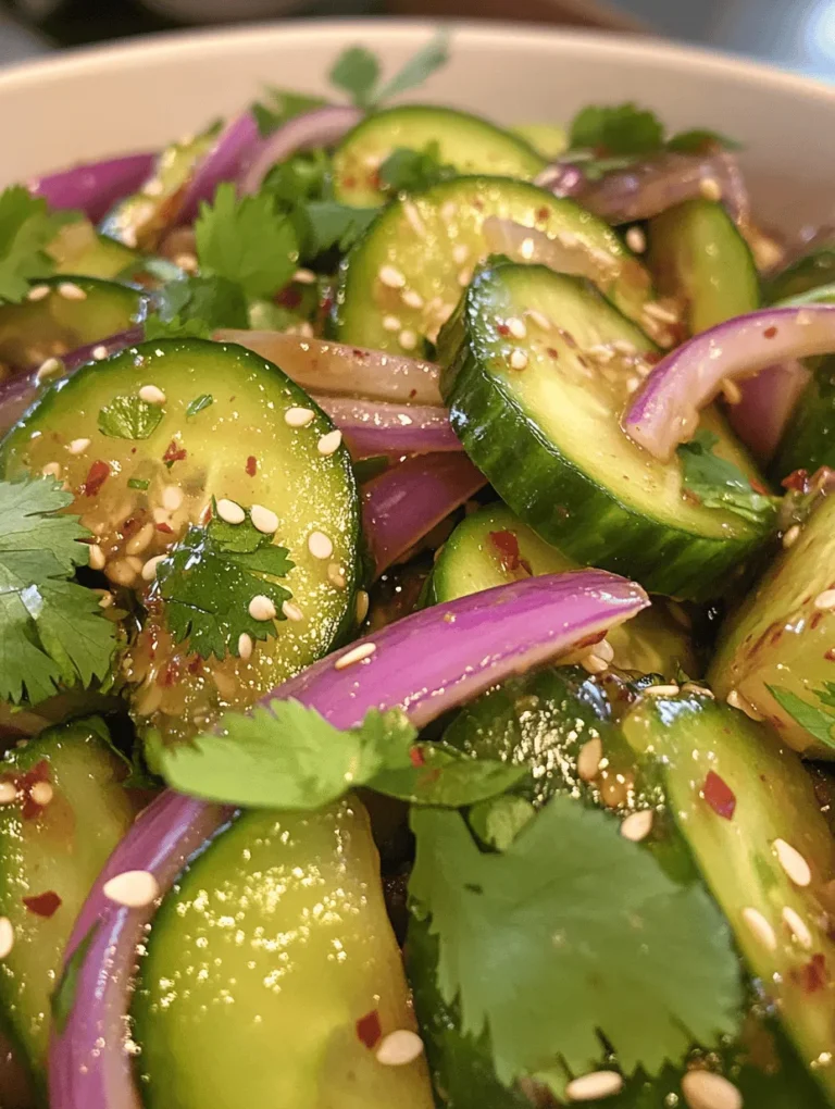 The Refreshing Asian Cucumber Salad is not just a dish; it’s a celebration of freshness and flavor that brings a burst of energy to your table. This salad serves as a versatile side dish, perfect for complementing any Asian-inspired meal or simply as a light snack on a warm day. Its crisp texture and vibrant flavors make it a favorite among food enthusiasts, providing both satisfaction and nourishment.