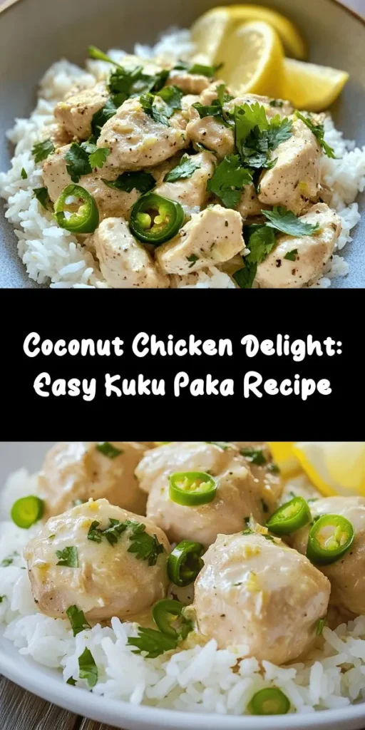Discover the warmth of East Africa with this flavorful Kuku Paka, a delicious coconut chicken dish that's sure to impress! With tender chicken marinated in vibrant spices and simmered in creamy coconut milk, it's a guaranteed crowd-pleaser. Serve it over fluffy rice and add a squeeze of fresh lemon for an extra burst of flavor. Perfect for family dinners or gatherings, this simple recipe will transport your taste buds to a tropical paradise. Enjoy every bite!