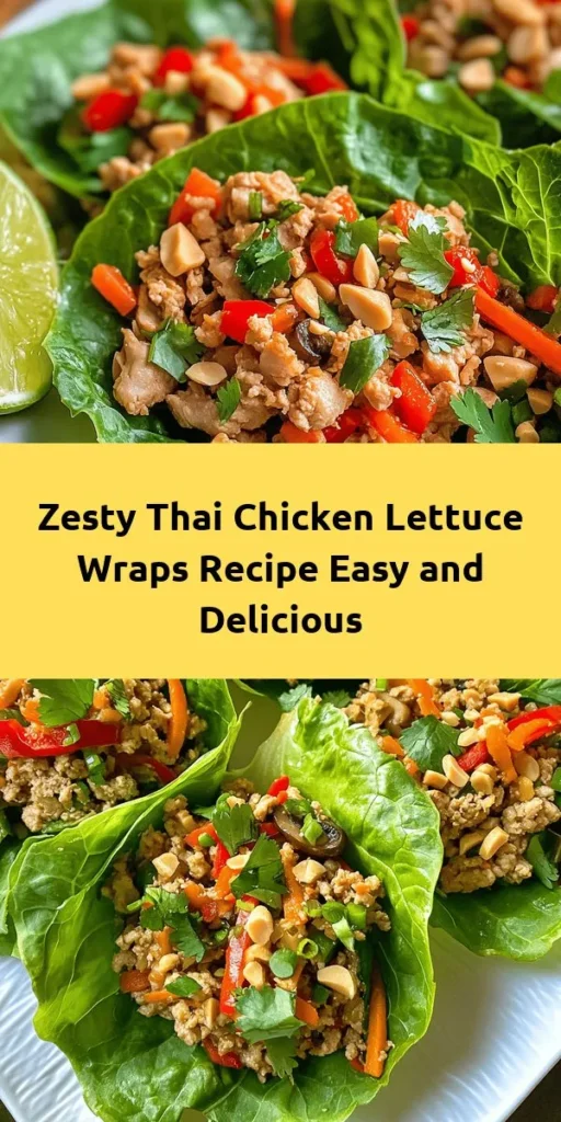 Try these zesty Thai chicken lettuce wraps for a fresh and flavorful meal! Made with ground chicken, garlic, ginger, and an array of colorful veggies, these wraps are not only healthy but also packed with incredible taste. Quick and easy to prepare in just 30 minutes, they’re perfect for a light lunch or dinner. Fill fresh lettuce leaves with the savory chicken mixture, garnish with crushed peanuts, and enjoy a deliciously satisfying bite!