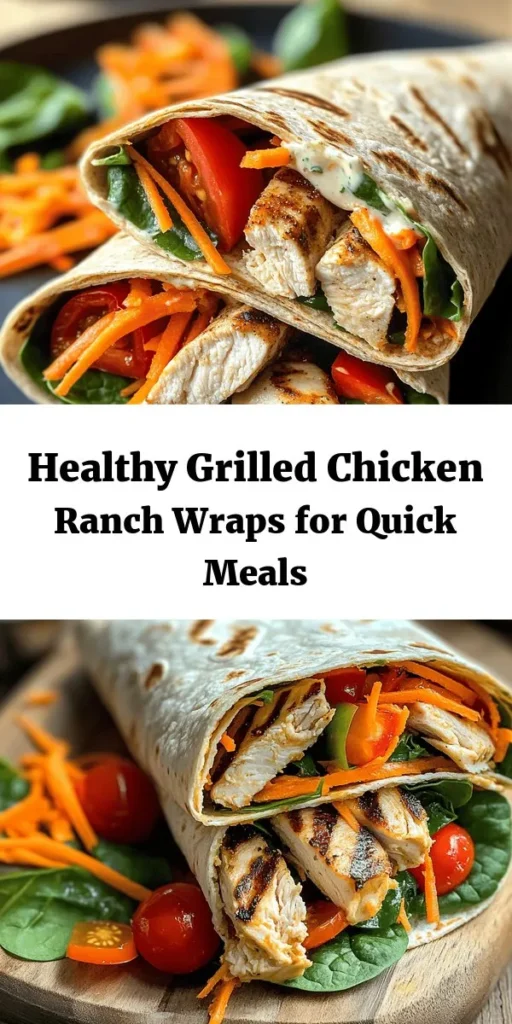 Enjoy a deliciously healthy meal with these Grilled Chicken Ranch Wraps! Made with tender, marinated chicken grilled to perfection, these wraps are filled with fresh spinach, juicy cherry tomatoes, crunchy bell pepper, and shredded carrots, all brought together with a creamy Greek yogurt ranch spread. Perfect for lunch or a quick dinner, they're nutritious, easy to prepare, and perfect for on-the-go. Customize with avocado or cheese for extra flavor!