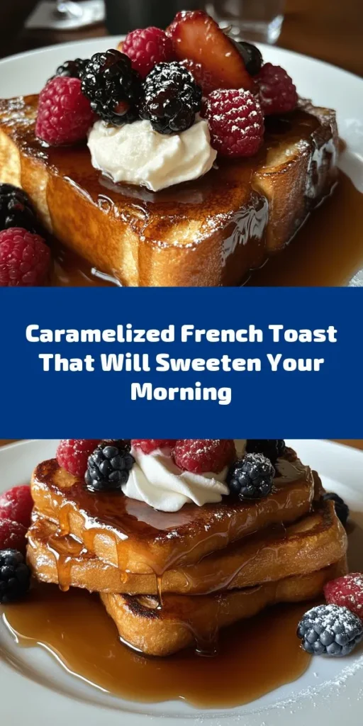 Indulge in the sweet and buttery goodness of Caramelized Delight French Toast! This delightful breakfast features thick slices of brioche or challah soaked in a rich egg mixture, cooked to golden perfection, and finished off with a luscious caramel sauce made from brown sugar and maple syrup. Perfectly garnished with fresh fruit and whipped cream, it’s a delicious way to start your day or impress brunch guests. Treat yourself to this easy and flavorful dish!