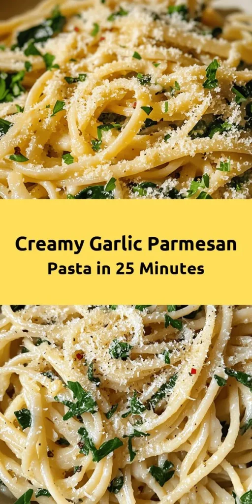 Indulge in this creamy Garlic Parmesan Pasta Delight that's quick and easy to make! With just a few ingredients like linguine, garlic, and rich Parmesan cheese, you'll have a flavorful dish ready in 25 minutes. Perfect for a weeknight dinner, this pasta can be customized with fresh spinach and a hint of lemon zest. Garnish with parsley and extra cheese for the ultimate comfort food experience. Your taste buds will thank you!