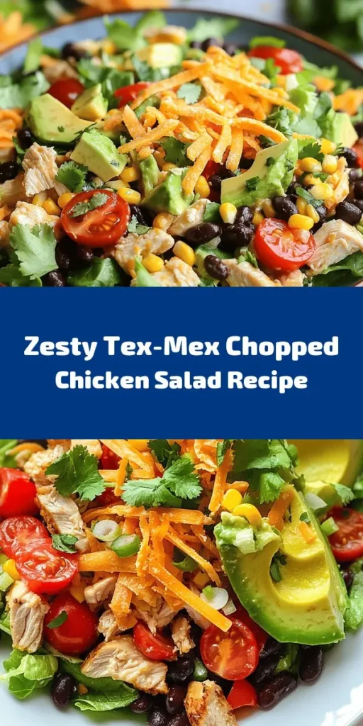 Elevate your meal prep with this delicious Tex-Mex Chopped Chicken Salad! Packed with diced chicken, black beans, corn, and fresh veggies, it's perfect for a quick lunch or a light dinner. Tossed in a zesty dressing of lime, honey, and spices, this salad is bursting with flavor. Top it off with crispy tortilla strips and shredded cheese for an added crunch. Whip it up in just 15 minutes. Healthy, vibrant, and oh-so-satisfying!