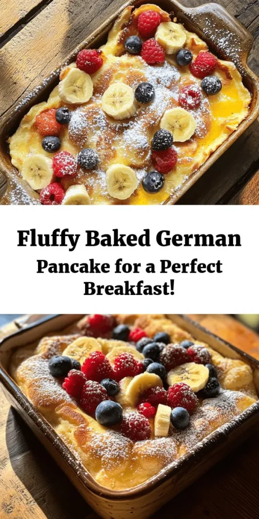 Discover the joy of a fluffy German delight with this baked German pancake recipe! Easy to whip up with just a few simple ingredients, this pancake puffs up beautifully in the oven, creating a light and airy breakfast. Serve it dusted with powdered sugar, a squeeze of lemon juice, or a drizzle of maple syrup, and top with fresh seasonal fruits like berries or bananas. Perfect for brunch or a cozy family breakfast. Enjoy the deliciousness in just 35 minutes!