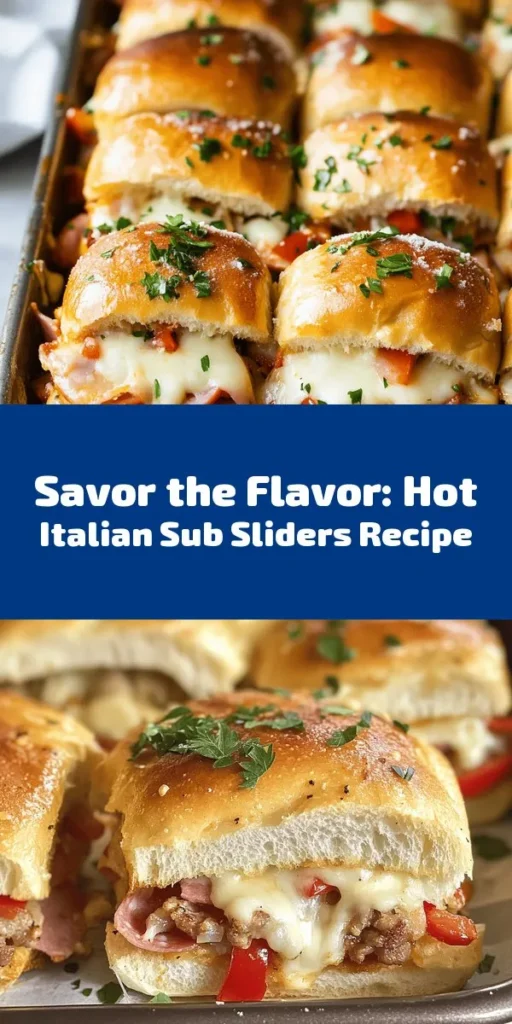 Get ready to indulge in these mouthwatering Hot Italian Sub Sliders! Perfect for game day or a cozy family dinner, this recipe features flavorful layers of Italian sausage, pepperoni, ham, and gooey provolone and mozzarella cheeses, all nestled in soft slider rolls. Just a touch of roasted and banana peppers adds a zesty kick. Bake until golden and bubbly, then dive into these crowd-pleasers. They'll be a hit at any gathering!