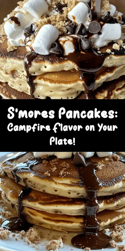 Treat yourself to a delicious breakfast with these S’mores Pancakes! These fluffy pancakes are filled with mini marshmallows, chocolate chips, and crushed graham crackers, bringing that campfire vibe right to your kitchen. They're easy to make in just 25 minutes and perfect for sharing with family or friends. Top them with whipped cream and drizzle with chocolate syrup for a heavenly finish. Dive into this sweet indulgence today!