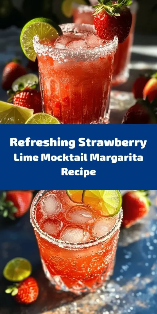 Refresh your taste buds with this delightful Strawberry Lime Mocktail Margarita! Perfectly balanced with fresh strawberries and zesty lime, this non-alcoholic drink is ideal for any occasion. Blend your strawberries with agave syrup, mix in lime juice, and top it off with sparkling water for a fizzy twist. Serve it over ice with optional salted rims and beautiful garnishes for an elegant look. A quick, 10-minute recipe that’s sure to impress!