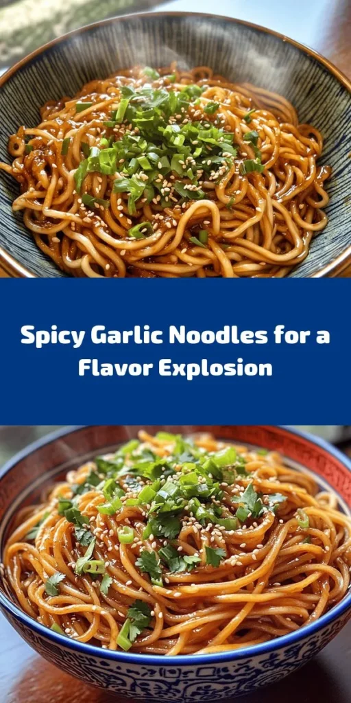 Spice up your dinner with these Fiery Garlic Noodles! This easy recipe combines chewy noodles with a rich, zesty garlic sauce for a delicious kick. With minimal ingredients like garlic, soy sauce, and chili garlic sauce, you can whip up this dish in just 20 minutes. Perfect for a quick weeknight meal or when you need a flavor boost, don't forget the sesame seeds and green onions for that finishing touch. Give it a try and enjoy the fiery goodness!