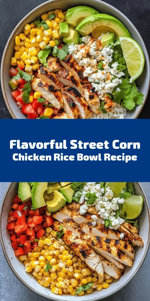 Elevate your dinner game with this delightful Street Corn Chicken Rice Bowl! Featuring fluffy jasmine rice cooked in rich chicken broth, tender sliced grilled chicken, and a vibrant mix of sautéed corn and red bell pepper, this dish is bursting with flavor. Topped with creamy avocado, crumbled queso fresco, and a sprinkle of fresh cilantro, it’s a perfect blend of textures and tastes. Quick to prepare and totally satisfying, this bowl is sure to become a family favorite!