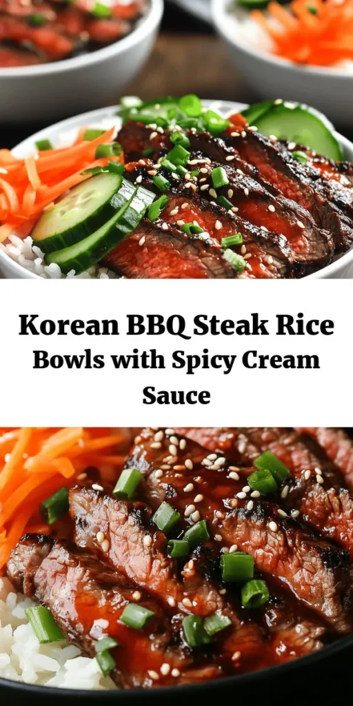 Elevate your dinner with these mouthwatering Korean BBQ Steak Rice Bowls! Featuring tender, marinated flank steak topped with fresh cucumbers and julienned carrots, this dish bursts with flavor. Drizzle on a creamy, spicy sauce for the perfect kick. Quick to prepare in just 30 minutes, it’s the ideal weeknight meal. Serve it warm, and enjoy a delightful blend of textures and tastes that will satisfy your cravings!