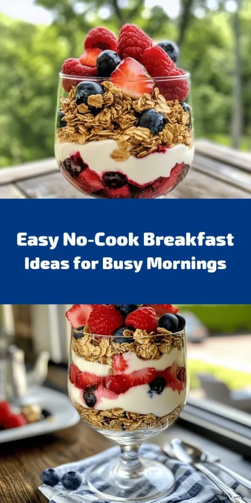 Kickstart your mornings with these 18 delicious no-cook breakfast recipes! From vibrant overnight berry yogurt parfaits to creamy avocado toast topped with cherry tomatoes, each dish is easy to prepare and packed with flavor. Blend up a refreshing peanut butter and banana smoothie, or indulge in chia seed puddings topped with cocoa. Perfect for busy mornings, these recipes make healthy eating a breeze. Discover a variety of tasty options to fuel your day!