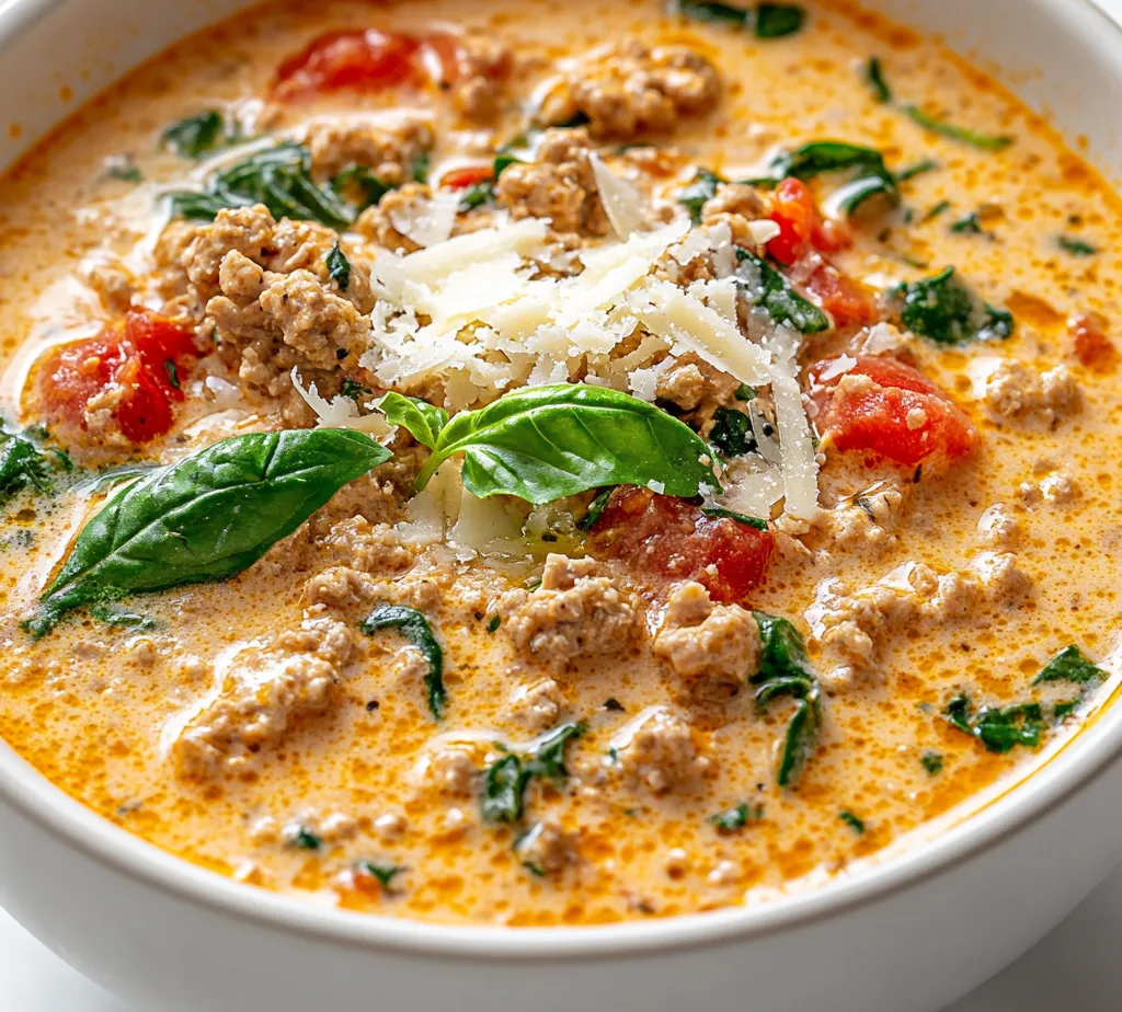 The embrace of comforting flavors is encapsulated in the Creamy Italian Ground Chicken Soup, a delightful dish that blends tenderness and richness. This recipe brings together wholesome ingredients to create a hearty meal perfect for any occasion, whether it's a rustic family dinner or a cozy night in. With its smooth and creamy consistency paired with nutritious ground chicken and vibrant vegetables, this soup promises to be a favorite in any household.