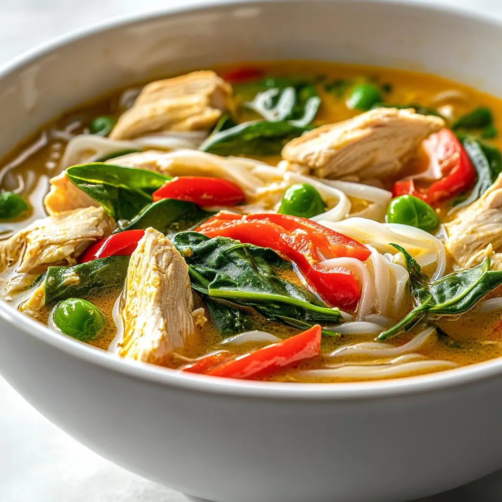 Thai cuisine is known for its vibrant flavors and unique balance between spicy, sweet, and creamy elements. The Spicy Thai Coconut Chicken Noodle Soup is a perfect example of this culinary harmony. With rich coconut milk paired with aromatic spices and tender chicken, this soup offers a comforting meal that is incredibly satisfying yet refreshingly light. It is not only delicious but also showcases the beautiful fresh ingredients typical of Thai cooking.