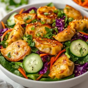 The Potsticker Salad Extravaganza is an innovative and delightful dish that combines the beloved flavors of potstickers with a refreshing salad twist. Featuring crispy potstickers on a bed of mixed greens and vibrant vegetables, it stands out as a wonderful fusion of ingredients. As the culinary landscape continues to evolve, potstickers, traditionally enjoyed as appetizers or snacks, have garnered popularity due to their versatility and flavor. This salad captures the essence of these savory dumplings while introducing crispiness, freshness, and brightness through the accompanying ingredients.