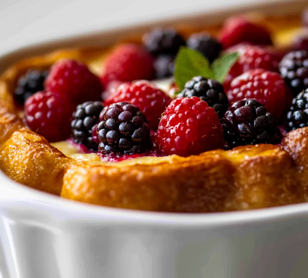 Berry French Toast Casserole is a delightful breakfast or brunch dish that brings together the comforting flavors of French toast with the juicy sweetness of mixed berries. Imagine a rich, custardy casserole filled with tender pieces of bread and layered with vibrant strawberries, blueberries, and raspberries—each bite bursting with flavor. This dish is perfect for lazy Sunday mornings, special family gatherings, or any occasion where you want to impress guests with minimal effort.