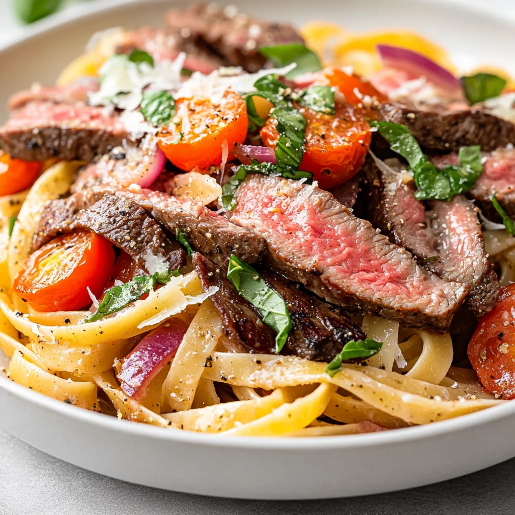 Garlic Steak Pasta is a delightful dish that balances sweet, spicy, and savory elements in a manner that is both comforting and exciting. Perfect for a quick weeknight dinner or a special occasion, this recipe delivers flavor-packed bites and a satisfying texture. With a blend of tender flank steak, vibrant vegetables, and aromatic garlic, this dish is bound to become a favorite in your kitchen.