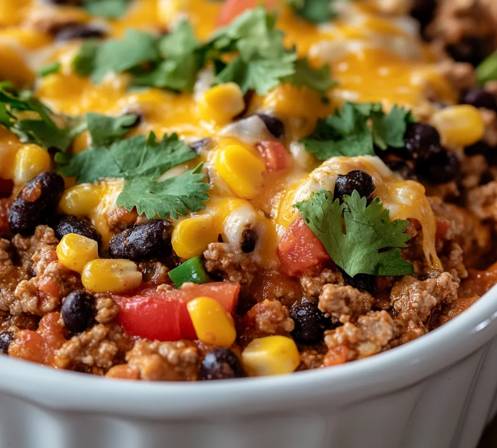 The Cattle Drive Casserole Delight is a hearty and comforting dish that effortlessly combines flavors and textures in a single baking dish. Perfect for family meals or gatherings, this casserole showcases the rich taste of ground beef and an array of vibrant ingredients, making each bite a savory delight. The blend of ground beef, black beans, corn, and macaroni creates a balanced meal that is both filling and nutritious.