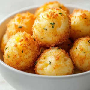 Cheesy Mashed Potato Puffs represent a delightful fusion of textures that is hard to resist. Each bite reveals a crispy exterior that gives way to a fluffy, cheesy center, making them an irresistible snack or appetizer. This recipe emphasizes the versatility of standard mashed potatoes, transforming them into an exciting finger food that's perfect for gatherings, family dinners, or casual snack time at home. The simplicity of preparation, combined with the comfort of familiar flavors, ensures that these puffs are a hit among both adults and kids alike.