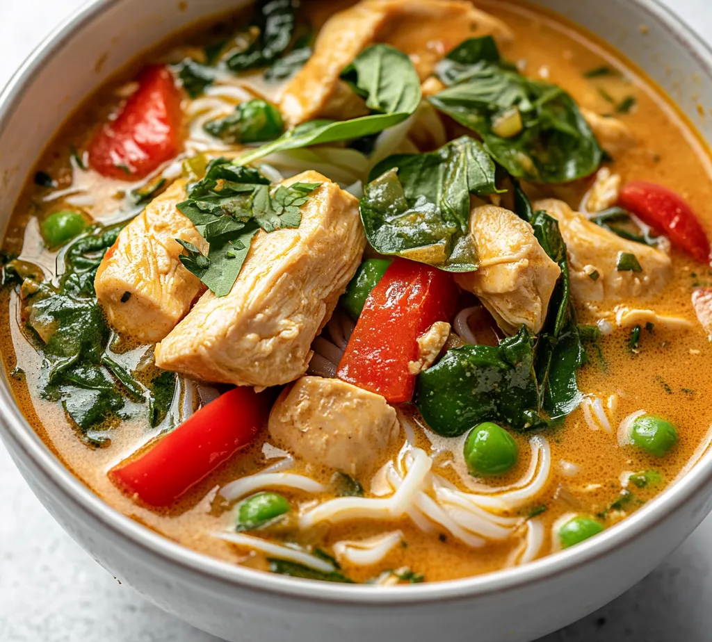 Thai cuisine is known for its vibrant flavors and unique balance between spicy, sweet, and creamy elements. The Spicy Thai Coconut Chicken Noodle Soup is a perfect example of this culinary harmony. With rich coconut milk paired with aromatic spices and tender chicken, this soup offers a comforting meal that is incredibly satisfying yet refreshingly light. It is not only delicious but also showcases the beautiful fresh ingredients typical of Thai cooking.