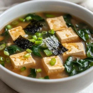 Miso Magic Breakfast Soup is a delightful and nutritious way to kickstart your day. This comforting bowl of goodness is not only soothing but also packs a flavorful punch thanks to the rich umami of miso and the vibrant freshness of vegetables. This soup is perfect for chilly mornings or when you're in need of a warm, energizing meal. The soft silken tofu adds a creamy texture that complements the broth beautifully, making each spoonful satisfying.