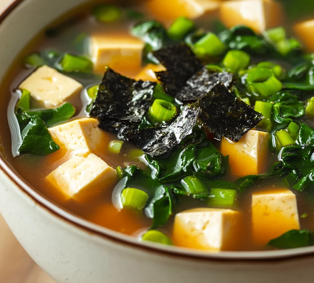 Miso Magic Breakfast Soup is a delightful and nutritious way to kickstart your day. This comforting bowl of goodness is not only soothing but also packs a flavorful punch thanks to the rich umami of miso and the vibrant freshness of vegetables. This soup is perfect for chilly mornings or when you're in need of a warm, energizing meal. The soft silken tofu adds a creamy texture that complements the broth beautifully, making each spoonful satisfying.