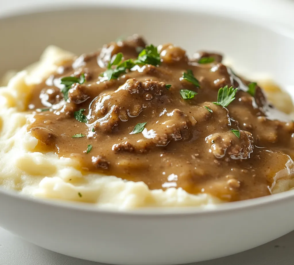 Savory Hamburger Gravy Delight is a hearty dish that transforms humble ingredients into a comforting meal perfect for any occasion. This recipe showcases the simplicity and versatility of ground beef, combined with aromatic vegetables and a rich, creamy gravy. Ideal for family dinners or a cozy night in, this dish evokes nostalgia and warmth, making it a favorite for both children and adults alike.