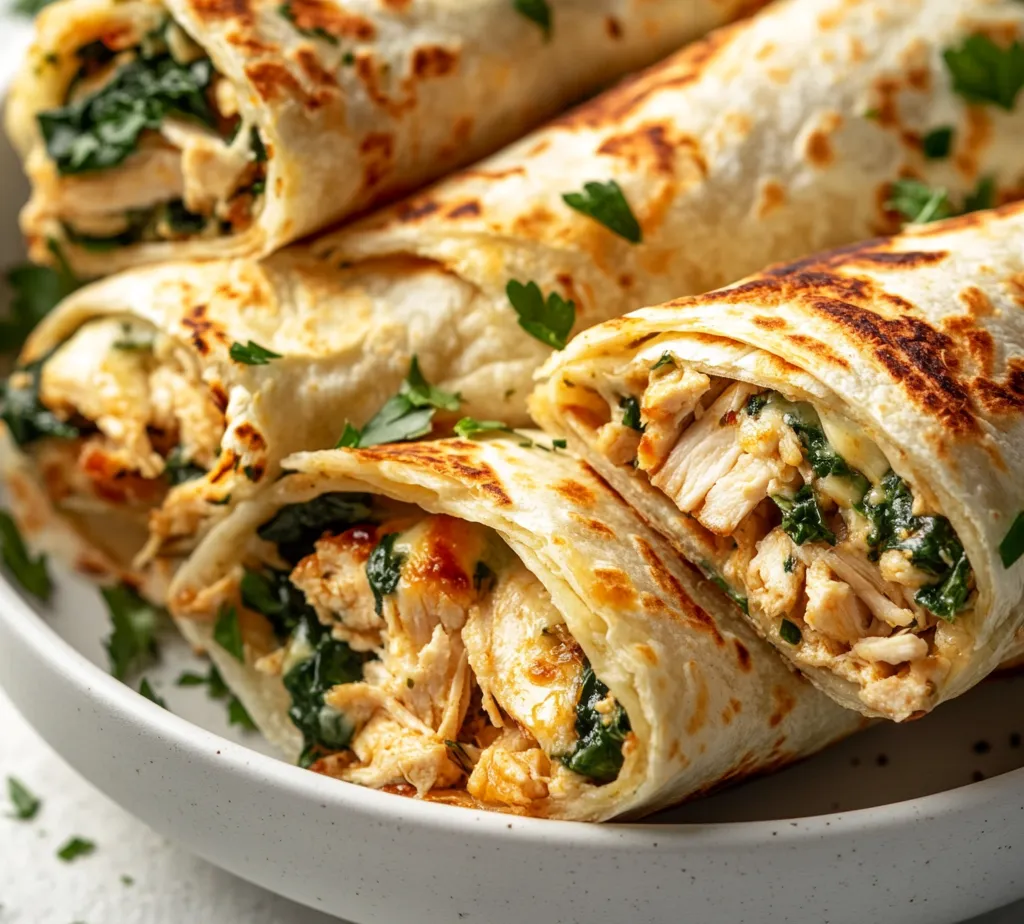 Cheesy garlic chicken wraps are a delectable option for anyone seeking a flavorful and satisfying meal that can be enjoyed any time of the day. Combining tender shredded chicken with a rich blend of cheeses and a medley of fresh ingredients, this recipe promises a burst of flavor wrapped in a warm, crispy tortilla. Perfect for weeknight dinners, these wraps can also be a hit at casual gatherings, providing a crowd-pleasing option that is easy to prepare and even easier to enjoy.