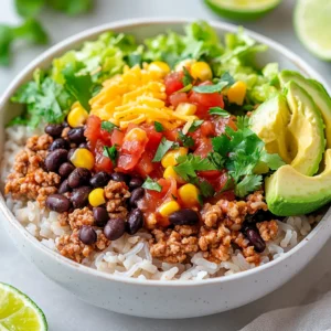 Taco rice bowls have quickly become a staple in modern cuisine due to their delightful blend of flavors and textures. These bowls combine the savory essence of traditional tacos with the heartiness of rice, making for a satisfying meal that caters to a variety of palates. The Taco Rice Bowl Delight stands out as an easy-to-make dish that is not only delicious but also visually appealing, making it a perfect option for busy evenings when you want to enjoy a nutritious dinner without spending hours in the kitchen.