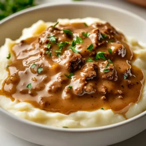 Savory Hamburger Gravy Delight is a hearty dish that transforms humble ingredients into a comforting meal perfect for any occasion. This recipe showcases the simplicity and versatility of ground beef, combined with aromatic vegetables and a rich, creamy gravy. Ideal for family dinners or a cozy night in, this dish evokes nostalgia and warmth, making it a favorite for both children and adults alike.