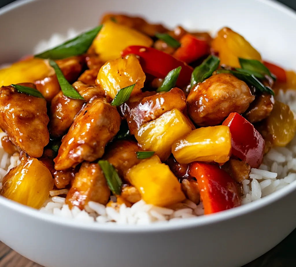 Tropical Pineapple Chicken with Jasmine Rice is a delightful blend of flavors and textures that transports you to a summer paradise with every bite. This dish combines tender, marinated chicken, sweet pineapple, and colorful vegetables, all served over fluffy jasmine rice. The sweetness of fresh pineapple pairs harmoniously with the savory chicken and aromatic vegetables, providing a well-rounded meal that is as satisfying as it is delicious. It’s not just a meal; it’s an experience that brings the sunny, tropical vibes straight to your kitchen, making it a favorite for many.