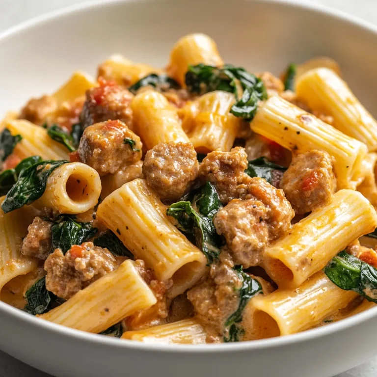 Creamy sausage rigatoni delight is a sumptuous pasta dish that has quickly become a favorite for many home cooks. This recipe combines the heartiness of Italian sausage with the rich creaminess of a sauce that clings beautifully to every piece of rigatoni. The addition of baby spinach not only enhances the flavor profile but also adds a nutritious boost, making it an ideal choice for family dinners or gatherings with friends. Whether you're cooking for special occasions or simply craving a comforting meal, this dish is sure to satisfy.