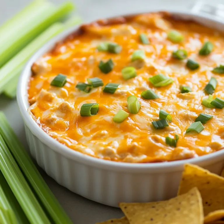 Spicy Buffalo Chicken Delight Dip is a fan-favorite appetizer that perfectly blends the rich creaminess of cheese and the boldness of buffalo flavor. Ideal for game days, parties, or casual get-togethers, this dip is sure to be a hit wherever you serve it. The combination of shredded chicken, cream cheese, and bold buffalo sauce creates a dish that is both comforting and exciting, enticing your taste buds with each bite.