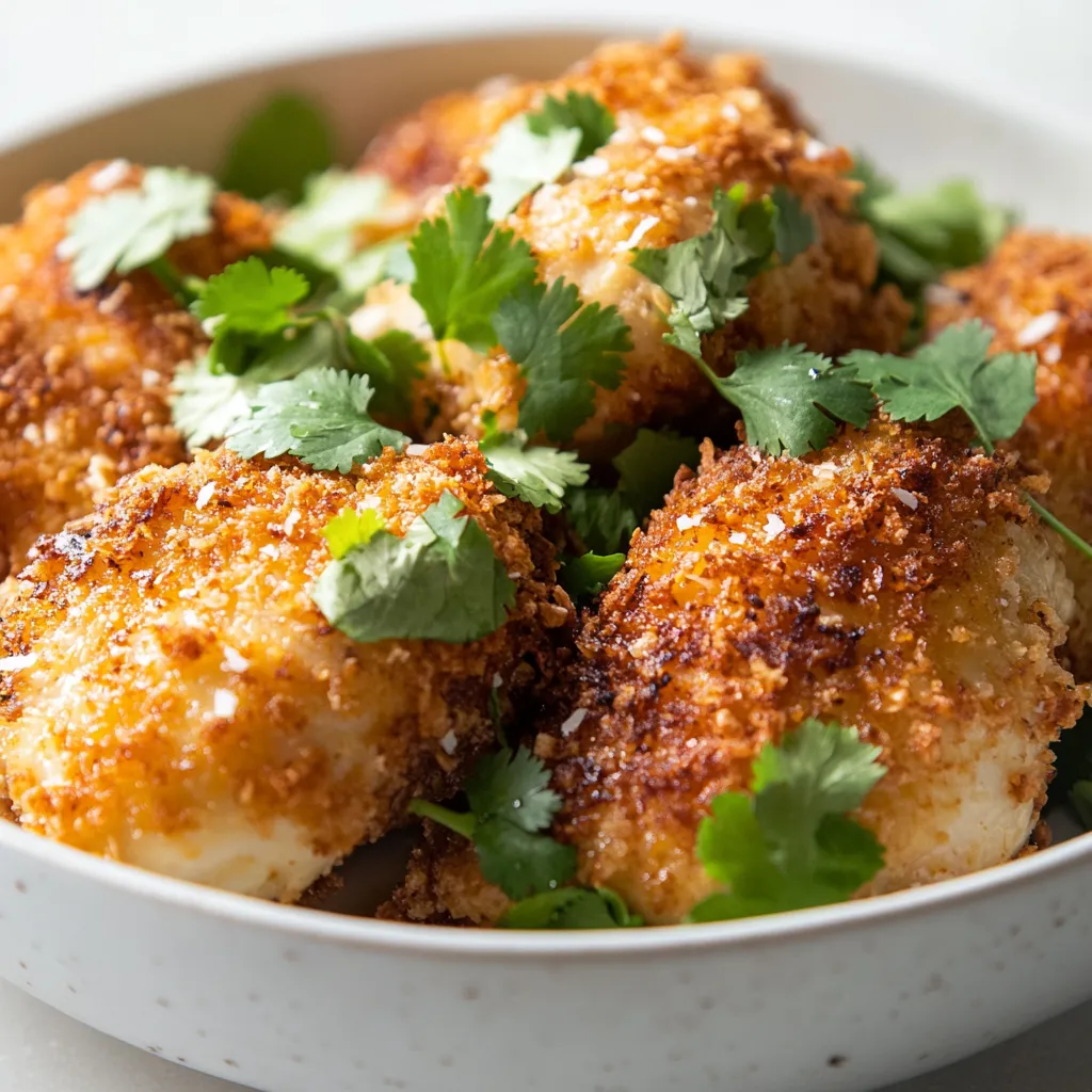 Coconut Chicken Delight is a vibrant and tantalizing dish that brings the tropical essence of coconut to the table. Featuring succulent boneless, skinless chicken thighs enveloped in a crunchy, coconut-infused crust, this recipe presents a harmonious blend of flavors and textures. The creamy coconut milk marinade imparts a rich depth of flavor, while the shredded coconut coating provides an irresistible crunch. This mouthwatering dish is not only a feast for the palate but also a visual delight, making it an excellent choice for family dinners, casual gatherings, or special occasions.