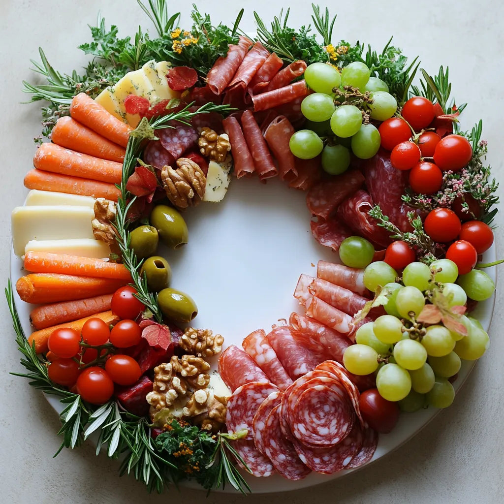 The Christmas Wreath Charcuterie Board is not only a festive treat but also a centerpiece that delights the eyes and palate at any gathering. With a vibrant arrangement of assorted cheeses, cured meats, fresh produce, and crunchy nuts, this charcuterie board embodies the spirit of celebration. Its wreath shape captures the essence of the holiday season, making it an excellent choice for parties, family gatherings, or simply to elevate your holiday snack game.