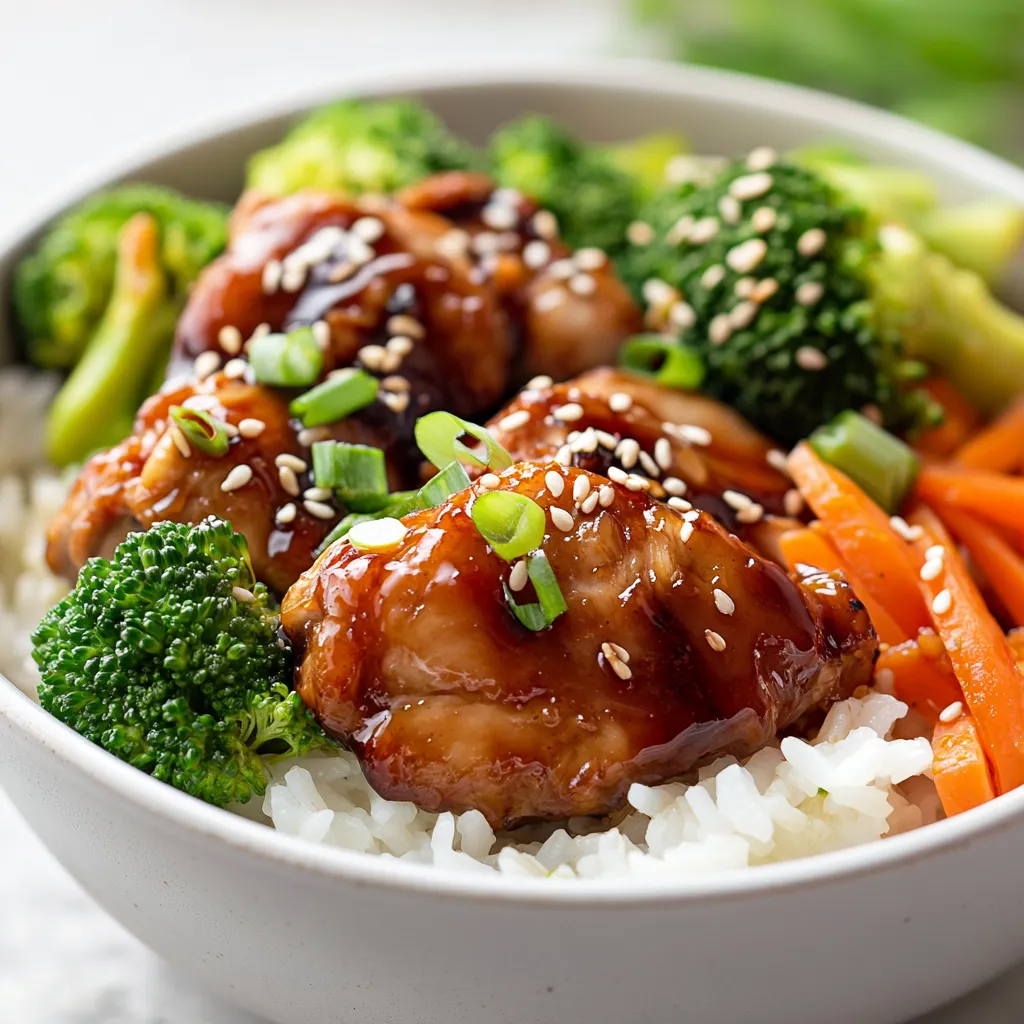 Sticky Chicken Rice Bowls are more than just a meal; they are a delightful fusion of flavors and textures that can transport your taste buds straight to culinary bliss. This dish features succulent boneless, skinless chicken thighs marinated in a mouth-watering mixture that perfectly balances savory and sweet notes. Whether you're preparing a much-needed comforting dinner or a quick and satisfying lunch, these rice bowls are designed to please every palate.