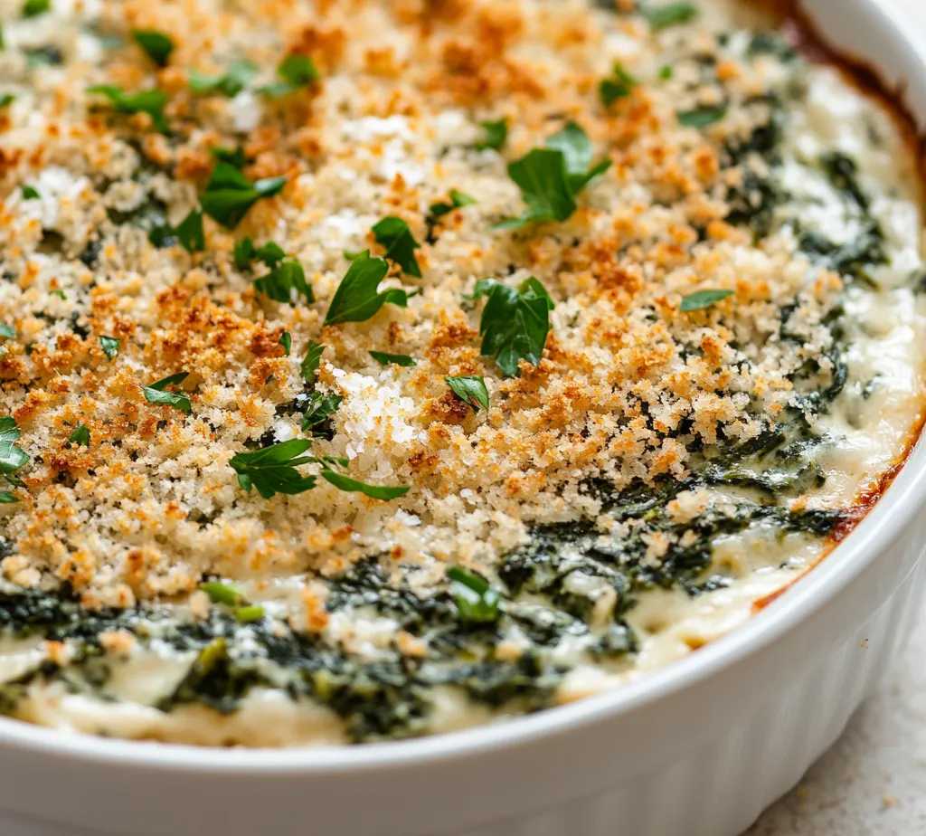 Parmesan-Crusted Spinach Dip is the ultimate crowd-pleasing appetizer that brings a burst of flavor to any gathering. This delicious dish combines rich, creamy textures with the savory taste of cheese, making it a stand-out starter for parties, game days, or any festive occasion. Guests will delight in the balance of flavors and textures—from the smooth and cheesy dip to the crunchy Parmesan breadcrumb topping. Whether you are hosting a backyard barbecue or a cozy gathering, this spinach dip is sure to impress.
