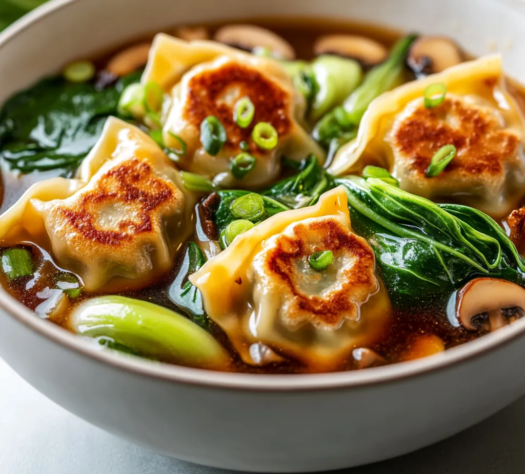 Potsticker Soup Extravaganza is a warm and comforting dish that expertly combines the familiar flavors of potstickers with a delicious broth filled with vegetables. Whether you're looking for a cozy meal on a frigid night or a satisfying dish to impress guests, this soup is an ideal option. The combination of tender potstickers, fresh greens, and savory broth creates a delightful medley of flavors and textures that is both nourishing and indulgent.