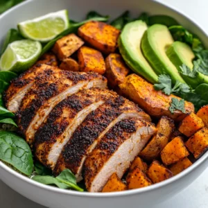 Power bowls have emerged as a favorite in the world of healthy eating, combining various ingredients into a single-serving dish that is as nutritious as it is delicious. These bowls typically feature a balance of protein, grains, vegetables, and healthy fats. The Blackened Chicken & Sweet Potato Power Bowls exemplify this trend, delivering a satisfying meal that is packed with flavor and essential nutrients. This dish showcases the delightful combination of spicy, blackened chicken and the natural sweetness of roasted sweet potatoes, offering a vibrant explosion of flavors that can appeal to any palate.